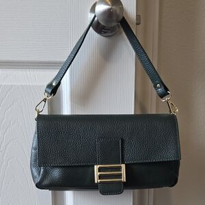 Dark Green Genuine Leather Handbag